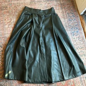 Zara Green Vegan Leather midi skirt
